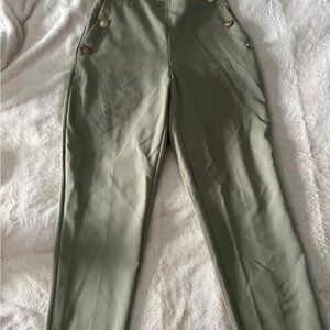 Stylish Olive Green High-Waisted Pants